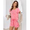 Ekouaer Pajama Set for Women Short Sleeve Tops and Shorts Set 2 Piece Pjs Classic Loungewear with Pockets(Cartoon Pink Leopard Print)