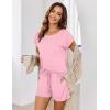 Ekouaer Pajama Set for Women Short Sleeve Tops and Shorts Set 2 Piece Pjs Classic Loungewear with Pockets(Pink Dot)