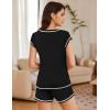 Ekouaer Pajama Set for Women Short Sleeve Tops and Shorts Set 2 Piece Pjs Classic Loungewear with Pockets(Solid Black)