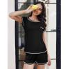 Ekouaer Pajama Set for Women Short Sleeve Tops and Shorts Set 2 Piece Pjs Classic Loungewear with Pockets(Solid Black)