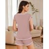 Ekouaer Pajama Set for Women Short Sleeve Tops and Shorts Set 2 Piece Pjs Classic Loungewear with Pockets(Solid Pink)