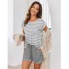 Ekouaer Pajama Set for Women Short Sleeve Tops and Shorts Set 2 Piece Pjs Classic Loungewear with Pockets(Stripes Light Grey)