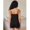 Ekouaer Pajama Sets for Women 2 Piece Soft Lingerie Sleepwear Cute Print Cami Pj Shorts Set Lace Nightwear(Black)