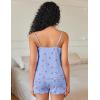 Ekouaer Pajama Sets for Women 2 Piece Soft Lingerie Sleepwear Cute Print Cami Pj Shorts Set Lace Nightwear(Blue Cherry)