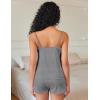 Ekouaer Pajama Sets for Women 2 Piece Soft Lingerie Sleepwear Cute Print Cami Pj Shorts Set Lace Nightwear(Gray)