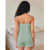 Ekouaer Pajama Sets for Women 2 Piece Soft Lingerie Sleepwear Cute Print Cami Pj Shorts Set Lace Nightwear(Light Green)