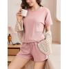 Ekouaer Pajamas Set 2 Piece Ribbed Knit Pjs Short Sleeve Tops and Shorts Sleepwear Summer Pajama Soft Lounge Sets S-XXL(Light Pink)