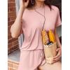 Ekouaer Pajamas Set 2 Piece Ribbed Knit Pjs Short Sleeve Tops and Shorts Sleepwear Summer Pajama Soft Lounge Sets S-XXL(Light Pink)