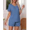 Ekouaer Pajamas Set Women’s Short Sleeve 2 Piece PJ Sets V Neck Comfy Sleepwear Loungewear with Pockets S-XXL(Blue)