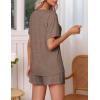 Ekouaer Pajamas Set Women’s Short Sleeve 2 Piece PJ Sets V Neck Comfy Sleepwear Loungewear with Pockets S-XXL(Brown)