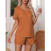 Ekouaer Pajamas Set Women’s Short Sleeve 2 Piece PJ Sets V Neck Comfy Sleepwear Loungewear with Pockets S-XXL(Clay)