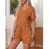Ekouaer Pajamas Set Women’s Short Sleeve 2 Piece PJ Sets V Neck Comfy Sleepwear Loungewear with Pockets S-XXL(Clay)