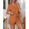 Ekouaer Pajamas Set Women’s Short Sleeve 2 Piece PJ Sets V Neck Comfy Sleepwear Loungewear with Pockets S-XXL(Clay)