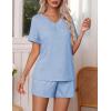 Ekouaer Pajamas Set Women’s Short Sleeve 2 Piece PJ Sets V Neck Comfy Sleepwear Loungewear with Pockets S-XXL(Clear Blue)