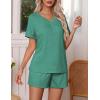 Ekouaer Pajamas Set Women’s Short Sleeve 2 Piece PJ Sets V Neck Comfy Sleepwear Loungewear with Pockets S-XXL(Green)