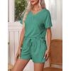 Ekouaer Pajamas Set Women’s Short Sleeve 2 Piece PJ Sets V Neck Comfy Sleepwear Loungewear with Pockets S-XXL(Green)
