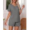 Ekouaer Pajamas Set Women’s Short Sleeve 2 Piece PJ Sets V Neck Comfy Sleepwear Loungewear with Pockets S-XXL(Grey)