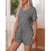 Ekouaer Pajamas Set Women’s Short Sleeve 2 Piece PJ Sets V Neck Comfy Sleepwear Loungewear with Pockets S-XXL(Grey)