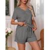 Ekouaer Pajamas Set Women’s Short Sleeve 2 Piece PJ Sets V Neck Comfy Sleepwear Loungewear with Pockets S-XXL(Grey)