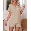 Ekouaer Pajamas Set Women’s Short Sleeve 2 Piece PJ Sets V Neck Comfy Sleepwear Loungewear with Pockets S-XXL(Khika)