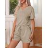 Ekouaer Pajamas Set Women’s Short Sleeve 2 Piece PJ Sets V Neck Comfy Sleepwear Loungewear with Pockets S-XXL(Light Gray)