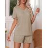 Ekouaer Pajamas Set Women’s Short Sleeve 2 Piece PJ Sets V Neck Comfy Sleepwear Loungewear with Pockets S-XXL(Light Gray)