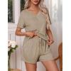 Ekouaer Pajamas Set Women’s Short Sleeve 2 Piece PJ Sets V Neck Comfy Sleepwear Loungewear with Pockets S-XXL(Light Gray)