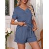 Ekouaer Pajamas Set Women’s Short Sleeve 2 Piece PJ Sets V Neck Comfy Sleepwear Loungewear with Pockets S-XXL(Navy Blue)