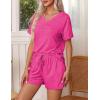 Ekouaer Pajamas Set Women’s Short Sleeve 2 Piece PJ Sets V Neck Comfy Sleepwear Loungewear with Pockets S-XXL(Rose Red)