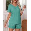 Ekouaer Pajamas Set Women’s Short Sleeve 2 Piece PJ Sets V Neck Comfy Sleepwear Loungewear with Pockets S-XXL(Sage Green)