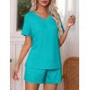 Ekouaer Pajamas Set Women’s Short Sleeve 2 Piece PJ Sets V Neck Comfy Sleepwear Loungewear with Pockets S-XXL(Turquoise)