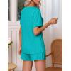 Ekouaer Pajamas Set Women’s Short Sleeve 2 Piece PJ Sets V Neck Comfy Sleepwear Loungewear with Pockets S-XXL(Turquoise)