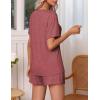 Ekouaer Pajamas Set Women’s Short Sleeve 2 Piece PJ Sets V Neck Comfy Sleepwear Loungewear with Pockets S-XXL(Wine)