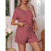 Ekouaer Pajamas Set Women’s Short Sleeve 2 Piece PJ Sets V Neck Comfy Sleepwear Loungewear with Pockets S-XXL(Wine)