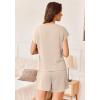 Ekouaer Pajamas Set for Women 2 Piece Pjs Ribbed Knit Lounge Set Cap Sleeve Loungewear Sleepwear S-XXL(Beige)