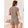 Ekouaer Pajamas Set for Women 2 Piece Pjs Ribbed Knit Lounge Set Cap Sleeve Loungewear Sleepwear S-XXL(Brown)