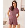 Ekouaer Pajamas Set for Women 2 Piece Pjs Ribbed Knit Lounge Set Cap Sleeve Loungewear Sleepwear S-XXL(Burgundy)