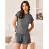 Ekouaer Pajamas Set for Women 2 Piece Pjs Ribbed Knit Lounge Set Cap Sleeve Loungewear Sleepwear S-XXL(Dark Gray)