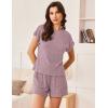 Ekouaer Pajamas Set for Women 2 Piece Pjs Ribbed Knit Lounge Set Cap Sleeve Loungewear Sleepwear S-XXL(Fuchsia)