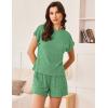 Ekouaer Pajamas Set for Women 2 Piece Pjs Ribbed Knit Lounge Set Cap Sleeve Loungewear Sleepwear S-XXL(Green)