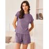 Ekouaer Pajamas Set for Women 2 Piece Pjs Ribbed Knit Lounge Set Cap Sleeve Loungewear Sleepwear S-XXL(Purple)
