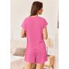 Ekouaer Pajamas Set for Women 2 Piece Pjs Ribbed Knit Lounge Set Cap Sleeve Loungewear Sleepwear S-XXL(Rose Red)