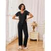 Ekouaer Pajamas for Women Set 2 Piece Lounge Set Soft Pajama Sets Short Sleeve and Pants Pj Sets Loose Sleepwear with Pockets(Black)