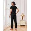Ekouaer Pajamas for Women Set 2 Piece Lounge Set Soft Pajama Sets Short Sleeve and Pants Pj Sets Loose Sleepwear with Pockets(Black)