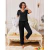 Ekouaer Pajamas for Women Set 2 Piece Lounge Set Soft Pajama Sets Short Sleeve and Pants Pj Sets Loose Sleepwear with Pockets(Black)