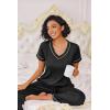 Ekouaer Pajamas for Women Set 2 Piece Lounge Set Soft Pajama Sets Short Sleeve and Pants Pj Sets Loose Sleepwear with Pockets(Black)