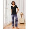 Ekouaer Pajamas for Women Set 2 Piece Lounge Set Soft Pajama Sets Short Sleeve and Pants Pj Sets Loose Sleepwear with Pockets(Bleu and Red Plaid)
