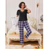 Ekouaer Pajamas for Women Set 2 Piece Lounge Set Soft Pajama Sets Short Sleeve and Pants Pj Sets Loose Sleepwear with Pockets(Bleu and Red Plaid)