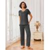 Ekouaer Pajamas for Women Set 2 Piece Lounge Set Soft Pajama Sets Short Sleeve and Pants Pj Sets Loose Sleepwear with Pockets(Deep Grey)