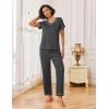 Ekouaer Pajamas for Women Set 2 Piece Lounge Set Soft Pajama Sets Short Sleeve and Pants Pj Sets Loose Sleepwear with Pockets(Deep Grey)